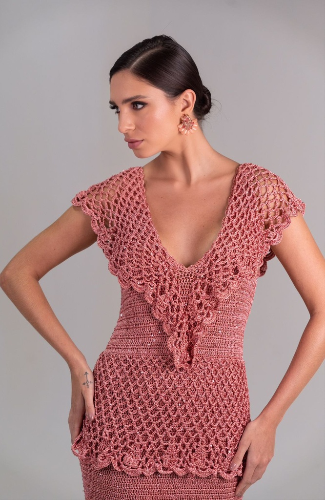 Vestido de Crochet Fio de Seda VE358