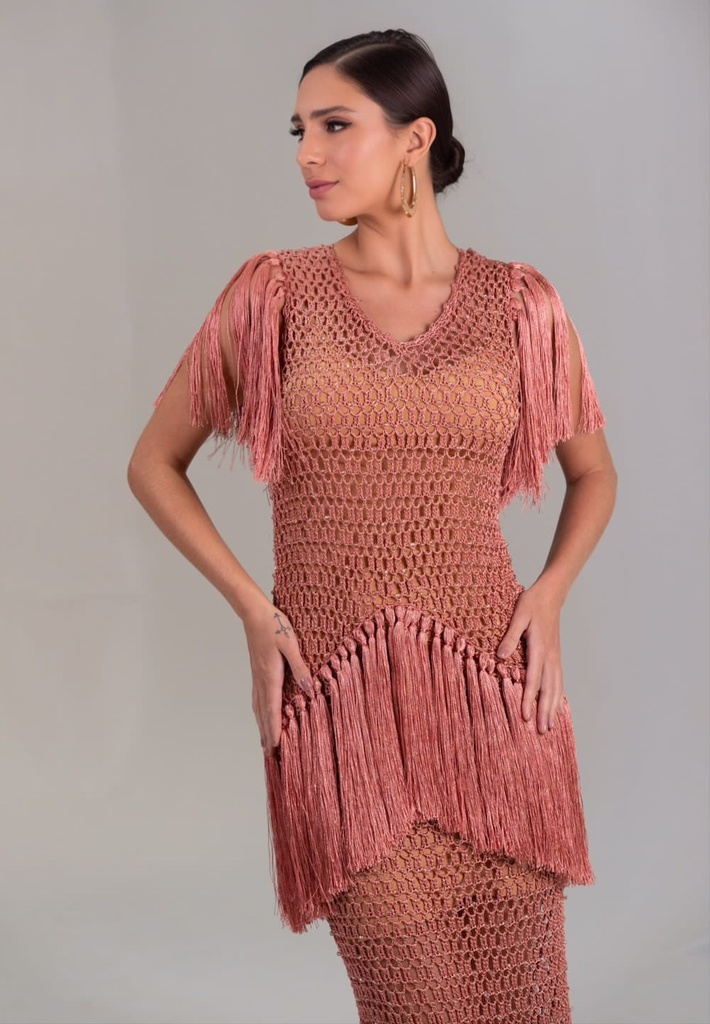 Vestido de Crochet Fio de Seda VE369